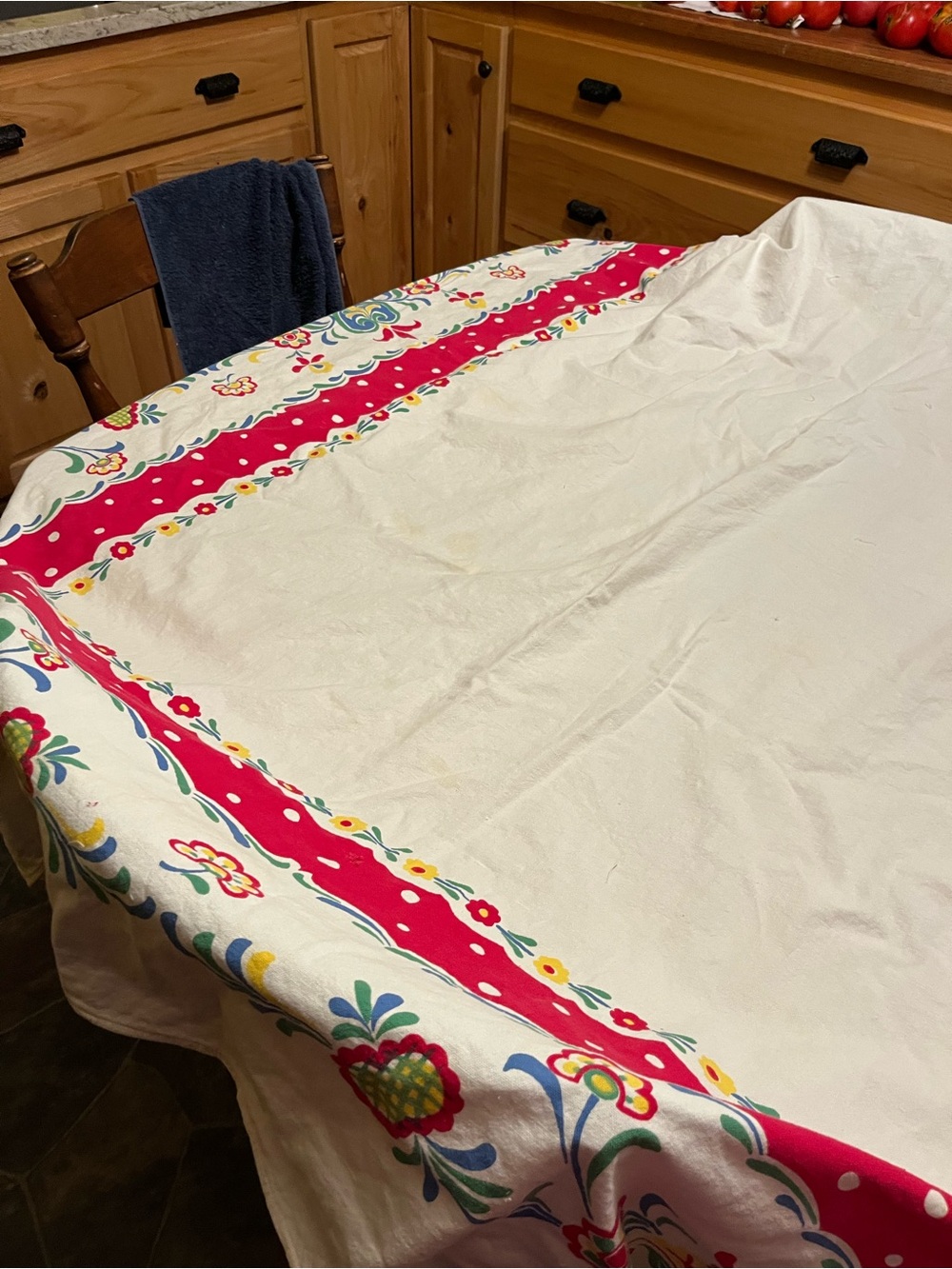 Vintage Mid Century tablecloth Folk Art